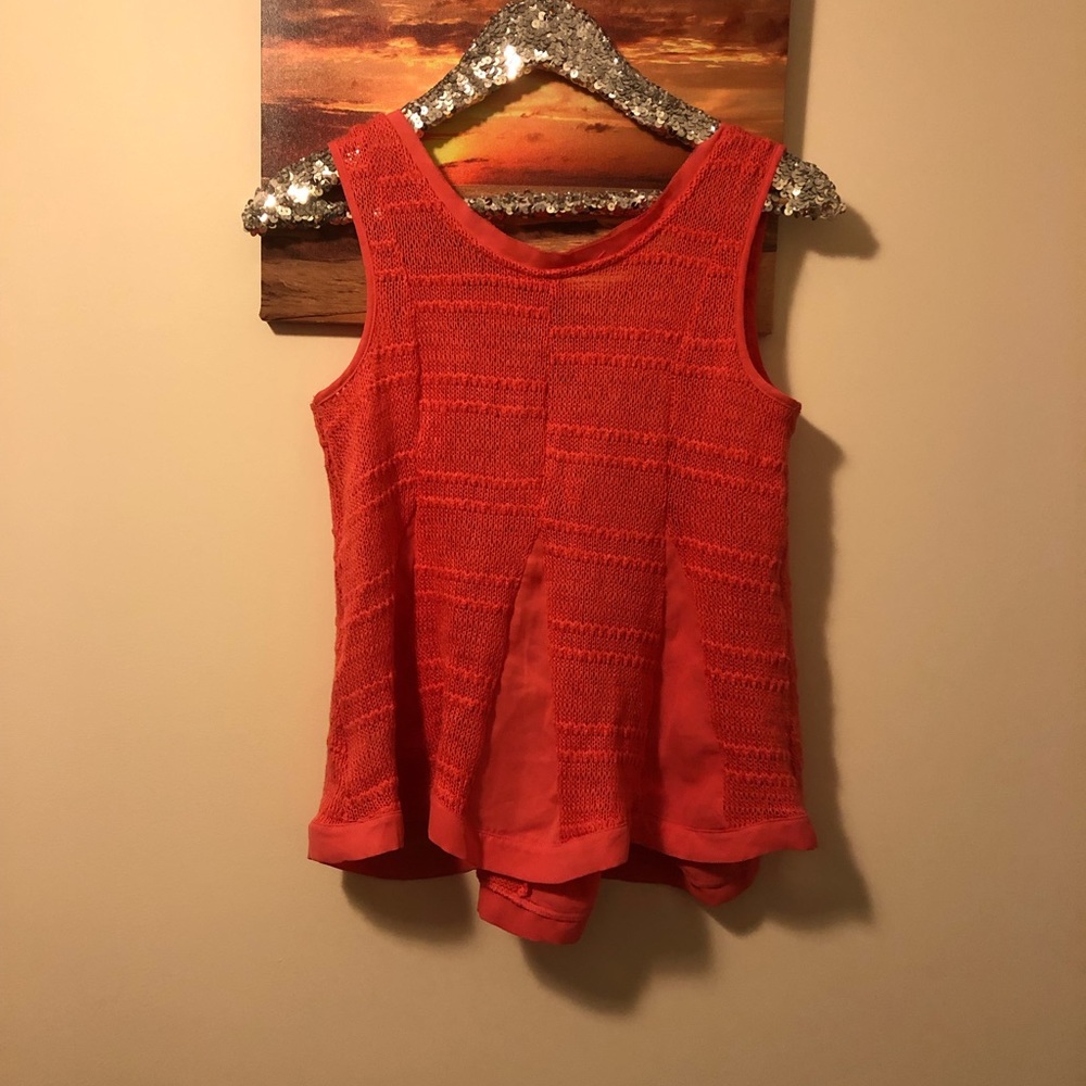 LC Lauren Conrad peplum crochet tank peach top S - Picture 5 of 5